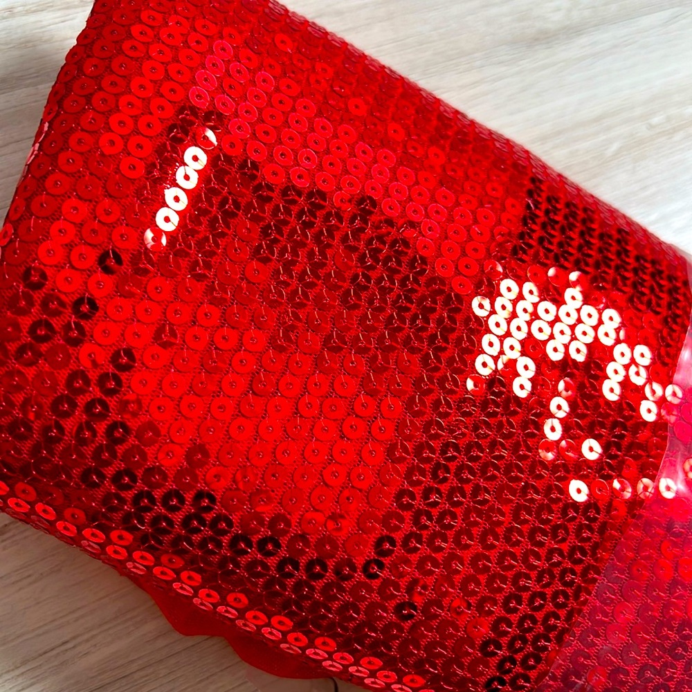 COPY - Fabric by the Yard Remnant 3 yards Ruby Red Sequin Mesh Fabric